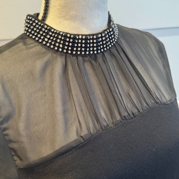 Belldini Tops - EUC - Elegant sheer sleeve top with rhinestone collar - size S